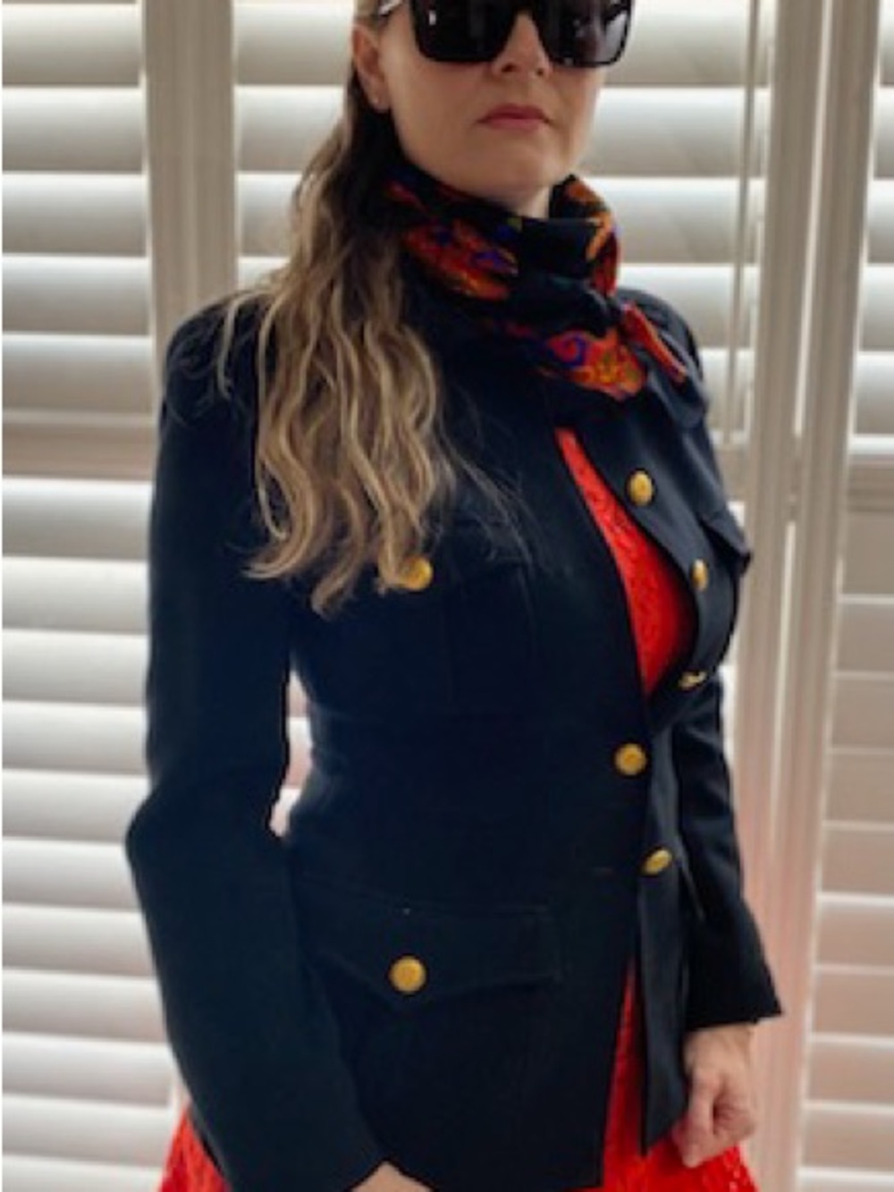CHANEL Black Military-Style Blazer with Gold Buttons